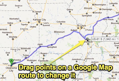 Change route in Google Maps