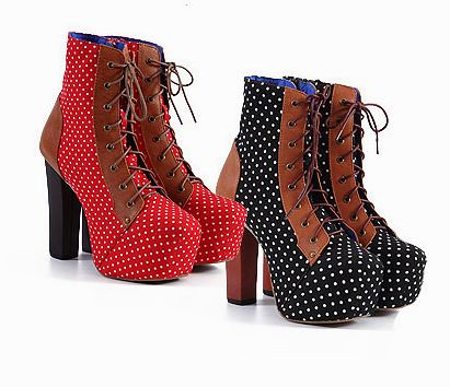 thick short polka dots boots