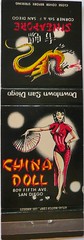CHINA DOLL &amp; THE SINGAPORE SAN DIEGO CALIF (ussiwojima) Tags: california bar advertising sandiego lounge cocktail girlie matchbook chinadoll matchcover thesingapore