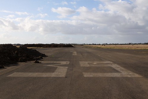 Looking down runway 35, a bit of dirt in the way