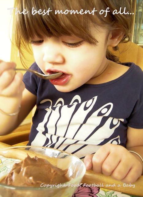 Aditi eating the Chocolate Coffee Icecream 
