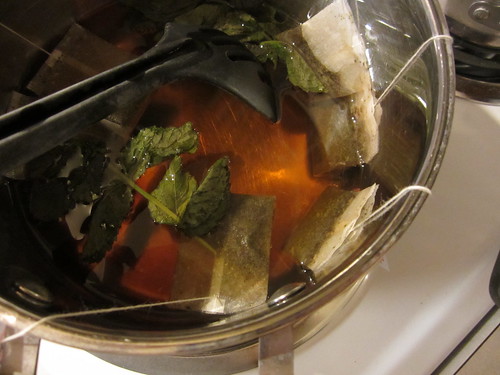 steeped tea with mint