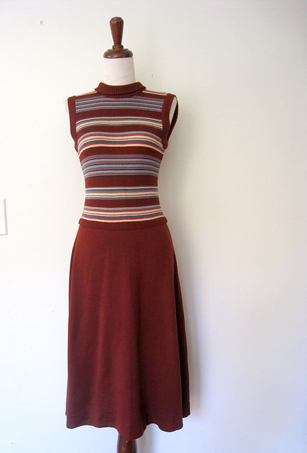 Striped Knit Sweater Dress, vintage 70s