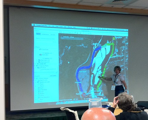 Margaret Chernosky showing water temperature data in Google Earth