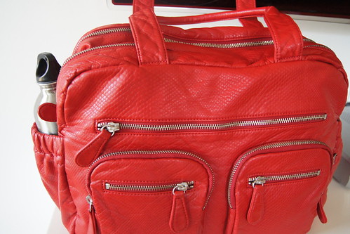 Nappy Bags - OiOi Red Faux Lizard Carry All
