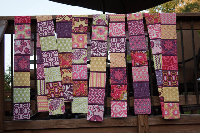 Strips of squares that will be the back of my bilboard quilt