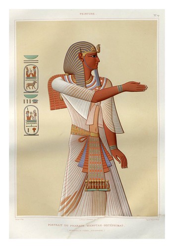 010-Portarretrato del faraon Mienpthah-Hotephimat- Tebas dinastia XIX-Histoire de l'art égyptien 1878- Achille Constant Théodore Émile