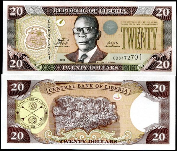 20 Dolárov Libéria 2009, Pick 28e