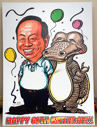 Caricature for Heng Long with crocodile printed on mobile standee - 1
