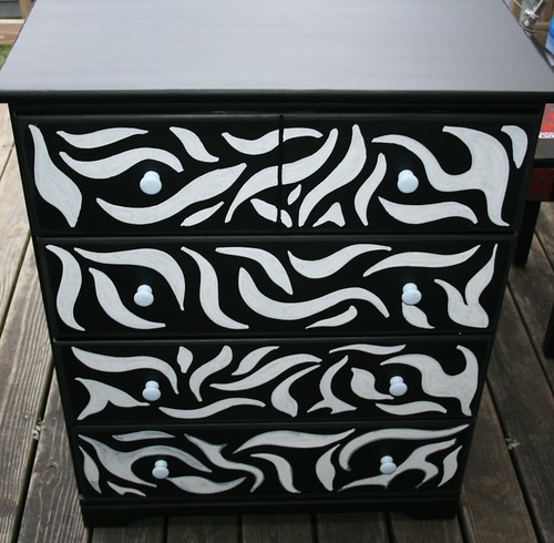 Zebra Design Four Drawer Dresser by Rick Cheadle Art and Designs
