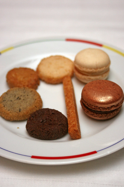 My friend's selection of cookies and macarons
