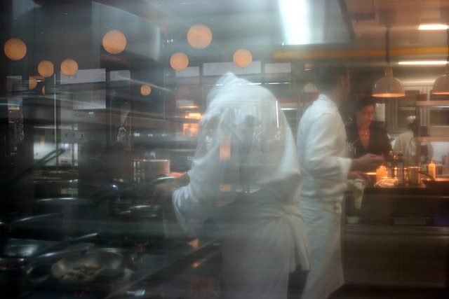 Chef Daniel Boulud in the kitchen overseeing our lunch