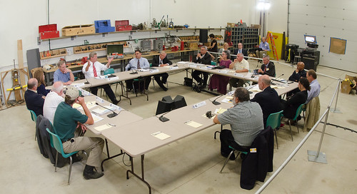 U.S. Department of Agriculture Secretary and chair of the White House Rural Council, Tom Vilsack, meets with Iowa stakeholders at the Northeast Iowa Community College, IA, after the White House Rural Economic Forum, on Tuesday, August 16, 2011. USDA Photo by Lance Cheung. 