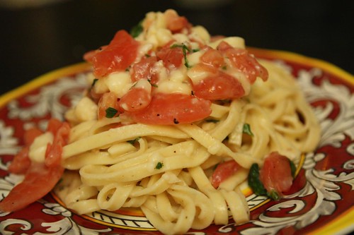Linguine with Brie, Tomato, Garlic, and Basil