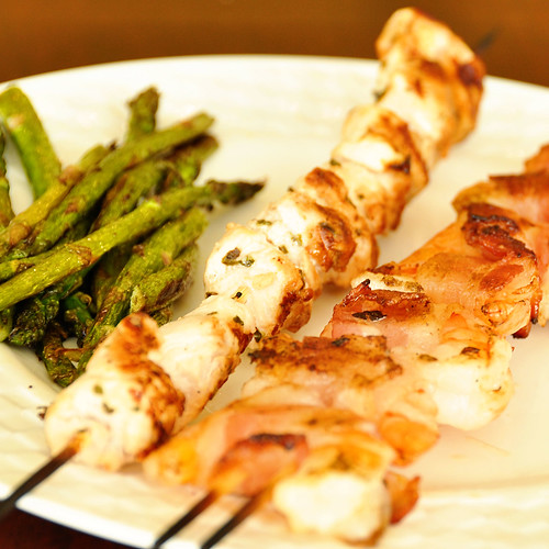 shrimp and chicken skewers