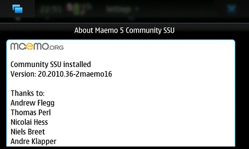 About Maemo5 CSSU Ver.20.2010.36-2maemo16