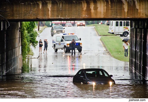 Car caught in flood on North Point Blvd.
