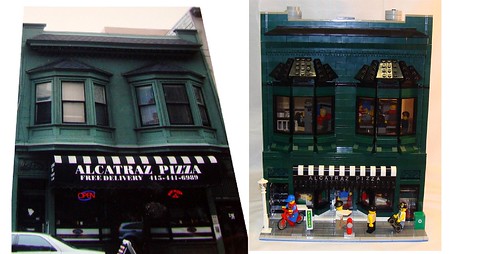 Alcatraz Pizza Photo and LEGO Version Side by Side
