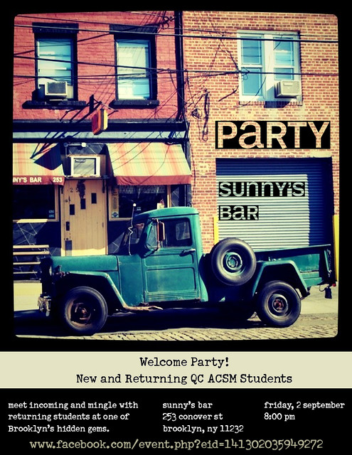 Flyer for party at Sunnys Bar