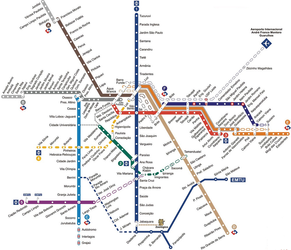 Mapa Metrô e Trem São Paulo