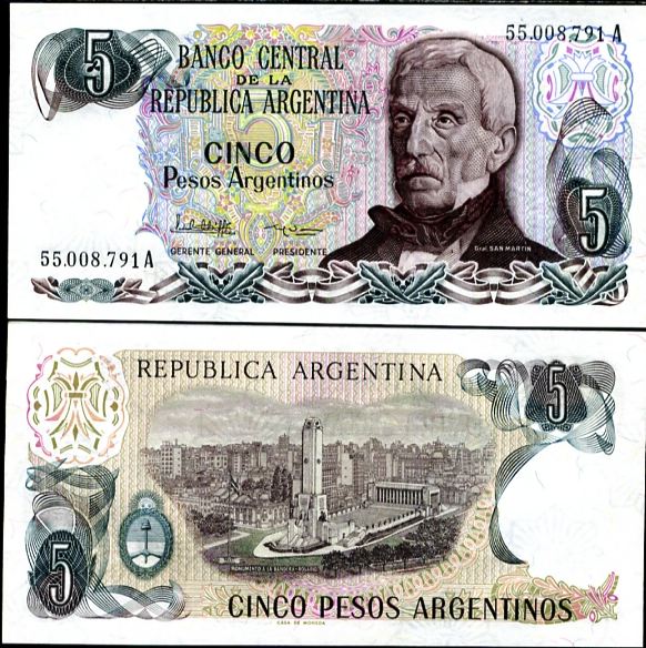 5 Pesos Argentinos Argentína 1983-84, Pick 312