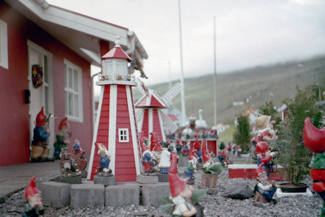 A very decorated front yard in Eskifjörður