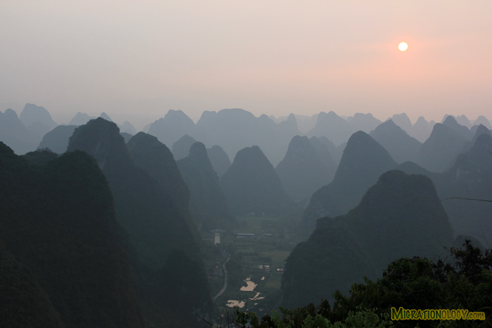 I Took This Photo at Sunset on the Top of TV Tower, Yangshuo, China