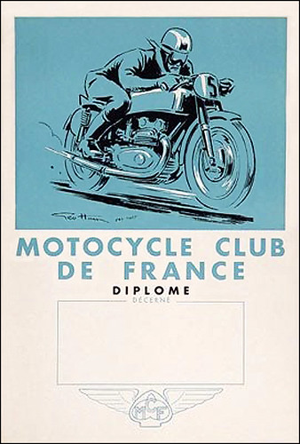 1935 Moto Club De France Diplome by bullittmcqueen