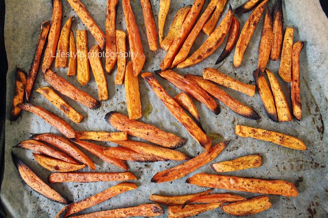Oven fried sweet potatoes french fries
