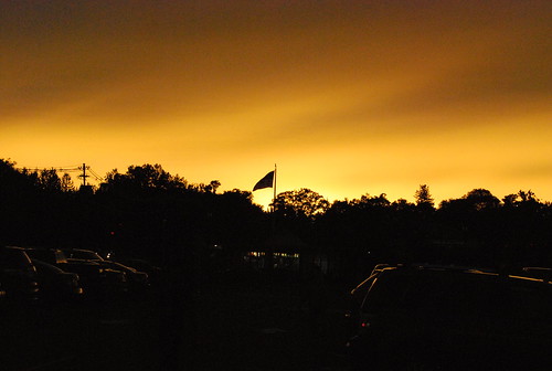 Flag Against Sunset Backdrop