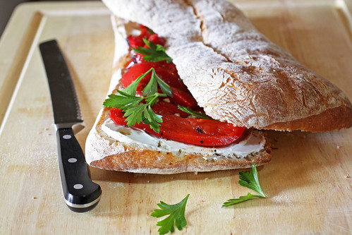 roasted pepper & goat cheese sandwich