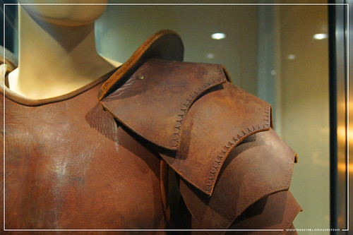 Conan The Barbarian Exhibition - London Film Museum : Jason Momoa's Conan The Barbarian Leather Battle Armour from Conan The Barbarian - Shoulder Pauldron by Craig Grobler