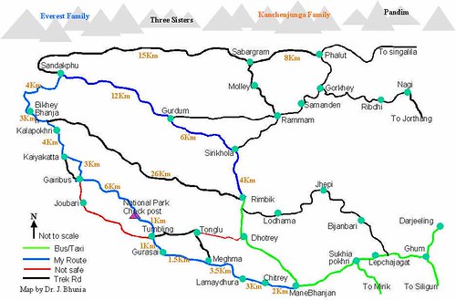 sandakphu trail map (Collected from net)