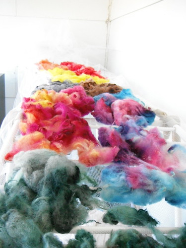 complete pile of dyed wool