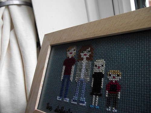 Wee Little Stitches Family Portrait of us, stitched by me