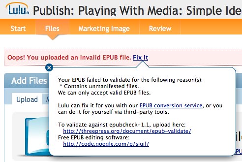 EPUB error: Unmanifested files