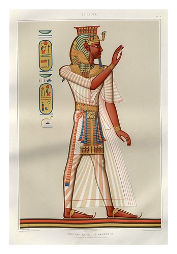 003-Portarretrao en pie de Ramses III-Tebas dinastia XX-Histoire de l'art égyptien 1878- Achille Constant Théodore Émile
