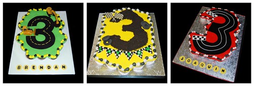 3rd birthday cupcake cakes - construction, monster truck, racecar