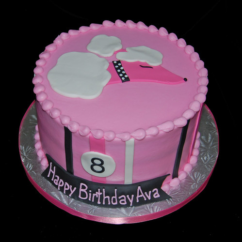 pink and black french poodle 8th birthday cake