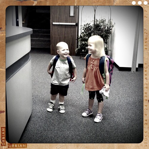 Billy and his little friend, finished with their school day