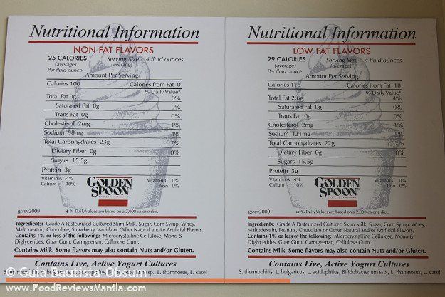 Golden Spoon nutritional information