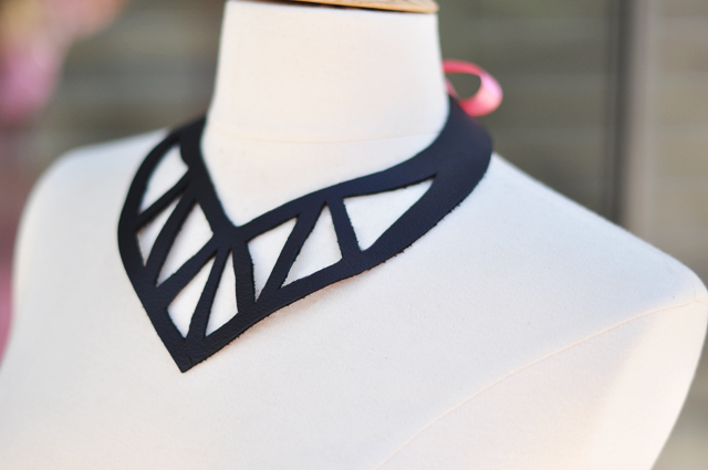 leather cut out statement necklace 