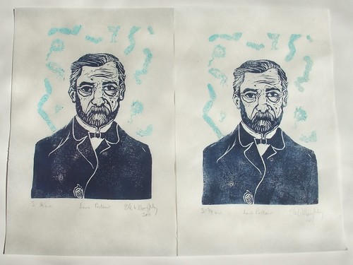 two thermochromic Pasteur prints BEFORE