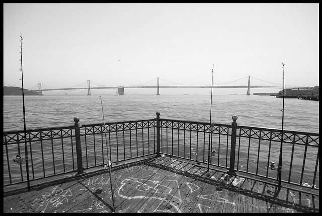 fishing rods over the bay bridge