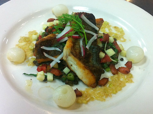 Striped Bass over Lentils