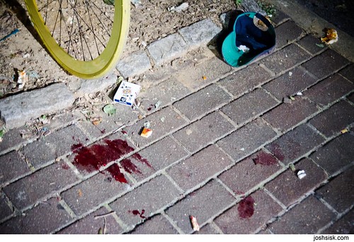 Blood on the sidewalk. Baltimore.
