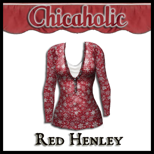 Chicaholic Red Henley Long Sleeve T Shirt by Shabby Chics