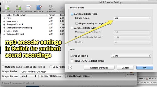 MP3 Encoder Settings - Ambient Sound