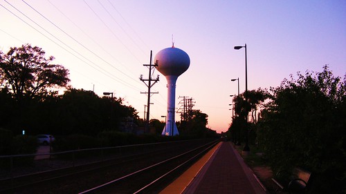 Twilight on the former Milwaukee Road north line.  Northbrook Illinois USA. October 2011. by Eddie from Chicago