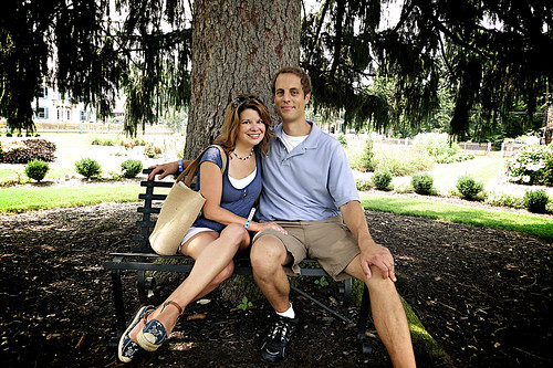 Zoar Ohio Harvest Festival 2011:  Mark and I under the big tree.